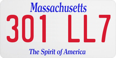 MA license plate 301LL7
