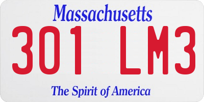 MA license plate 301LM3