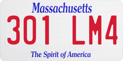 MA license plate 301LM4
