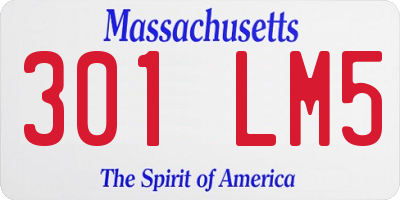 MA license plate 301LM5