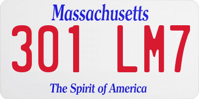 MA license plate 301LM7