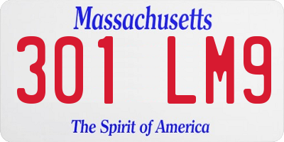 MA license plate 301LM9