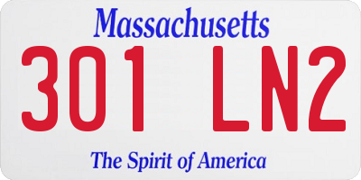 MA license plate 301LN2