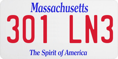 MA license plate 301LN3