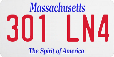 MA license plate 301LN4