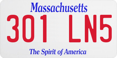 MA license plate 301LN5