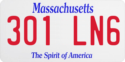 MA license plate 301LN6