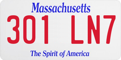 MA license plate 301LN7