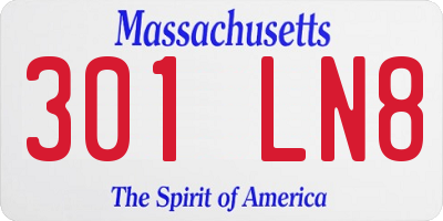 MA license plate 301LN8