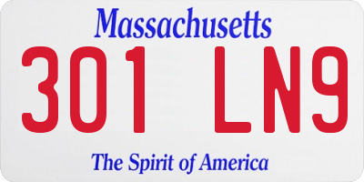 MA license plate 301LN9