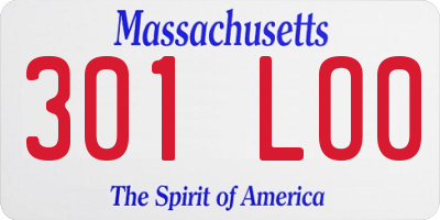 MA license plate 301LO0