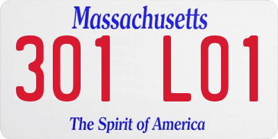 MA license plate 301LO1