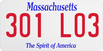 MA license plate 301LO3