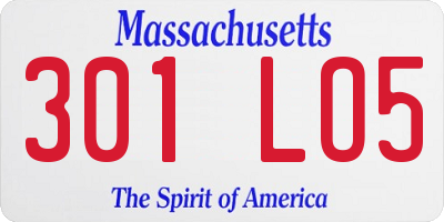 MA license plate 301LO5