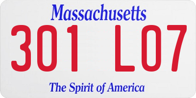 MA license plate 301LO7