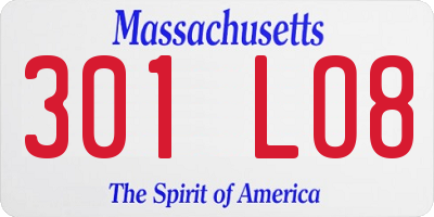 MA license plate 301LO8