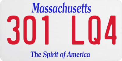 MA license plate 301LQ4