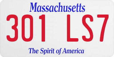 MA license plate 301LS7