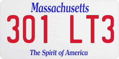 MA license plate 301LT3