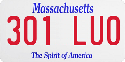 MA license plate 301LU0