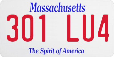 MA license plate 301LU4