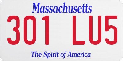 MA license plate 301LU5