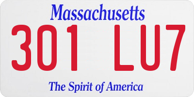 MA license plate 301LU7