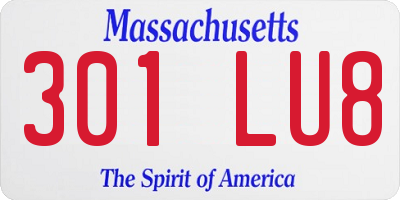 MA license plate 301LU8