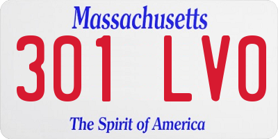 MA license plate 301LV0