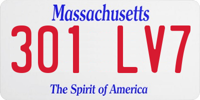 MA license plate 301LV7