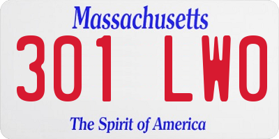 MA license plate 301LW0