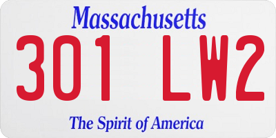 MA license plate 301LW2