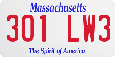 MA license plate 301LW3