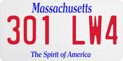 MA license plate 301LW4