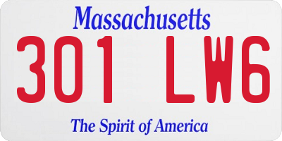 MA license plate 301LW6