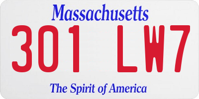 MA license plate 301LW7