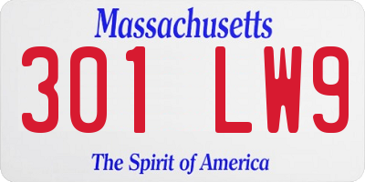 MA license plate 301LW9