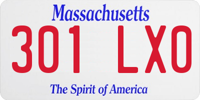 MA license plate 301LX0