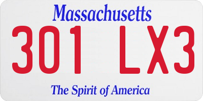MA license plate 301LX3