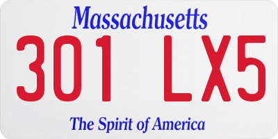 MA license plate 301LX5