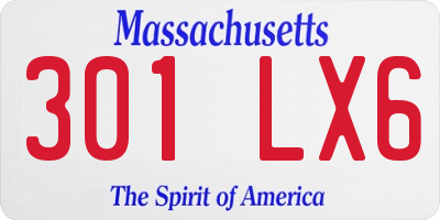 MA license plate 301LX6