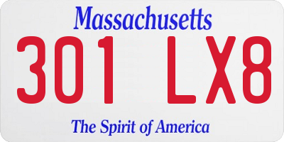 MA license plate 301LX8