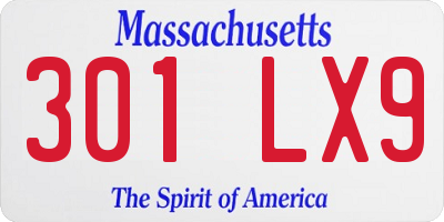 MA license plate 301LX9