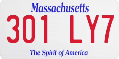 MA license plate 301LY7