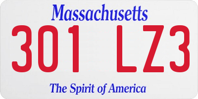 MA license plate 301LZ3