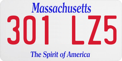 MA license plate 301LZ5