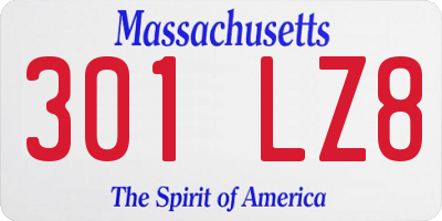 MA license plate 301LZ8