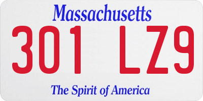 MA license plate 301LZ9