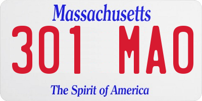 MA license plate 301MA0