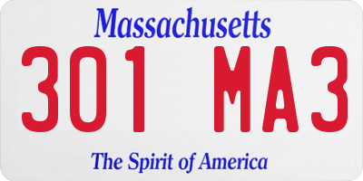 MA license plate 301MA3